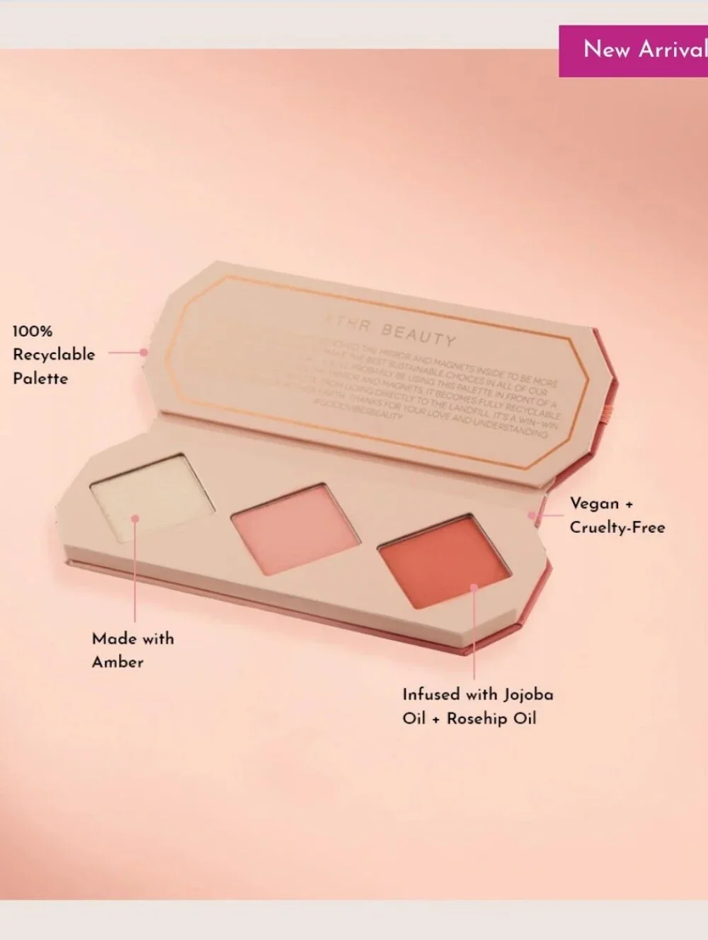 ATHR Crystal Charged Cheek Palette In Amber (Peach & Gold Trio) BNIB